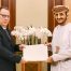 Political Undersecretary receives copy of Cuban Ambassador credentials وقد رحّب سعادته خلال اللقاء بسعادة السفير، متمنيًا له التوفيق في أداء مهام عمله وللعلاقات الثنائية بين البلدين المزيد من التقدم والنماء. حضر اللقاء سعادة السفير نجيب بن يحيى البلوشي، رئيس دائرة المراسم بوزارة الخارجية، والوزير المفوض الدكتورة حنان بنت إبراهيم الشحية رئيسة دائرة أمريكا بوزارة الخارجية وعدد من المسؤولين بالوزارة.