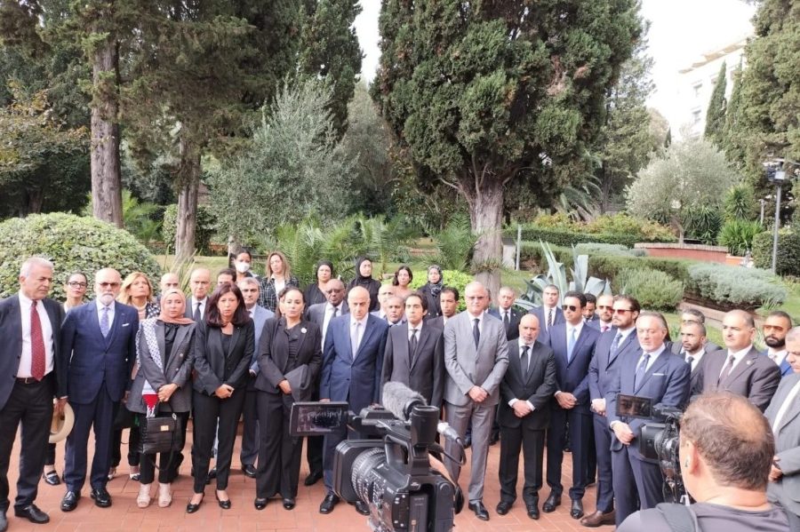 Oman-Ambassador-Rome-at-press-conference-of-Palestinian-Ambassador Meeting and press conference held by Her Excellency Abeer Odeh, Ambassador of the State of Palestine accredited to Rome