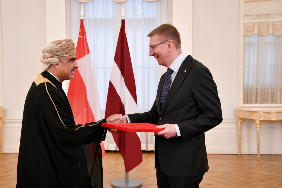 The Ambassador of the Sultanate of Oman to the United Kingdom of Great Britain and Northern Ireland presents his credentials as a non-resident Ambassador to the Republic of Latvia